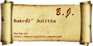 Bakró Julitta névjegykártya
